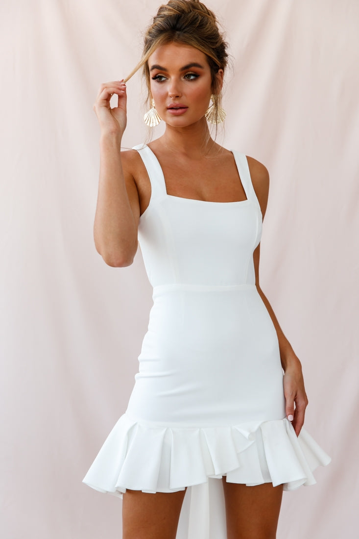 Heartbreaker Open Back Pleated Hem Dress White by Selfie Leslie