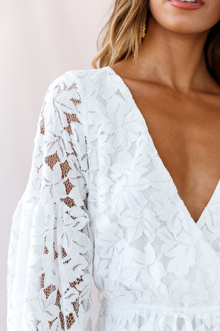 Ever After Keyhole Back Lace Dress White by Selfie Leslie