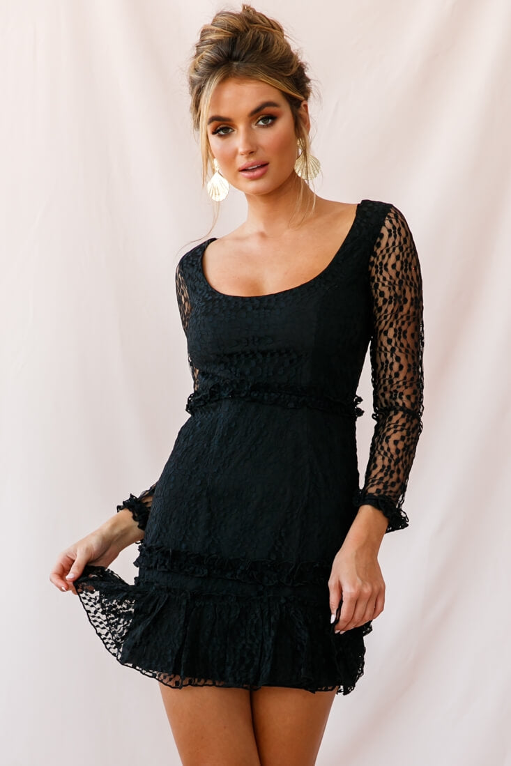 Birkin Long Sleeve Sheath Dress Black by Selfie Leslie