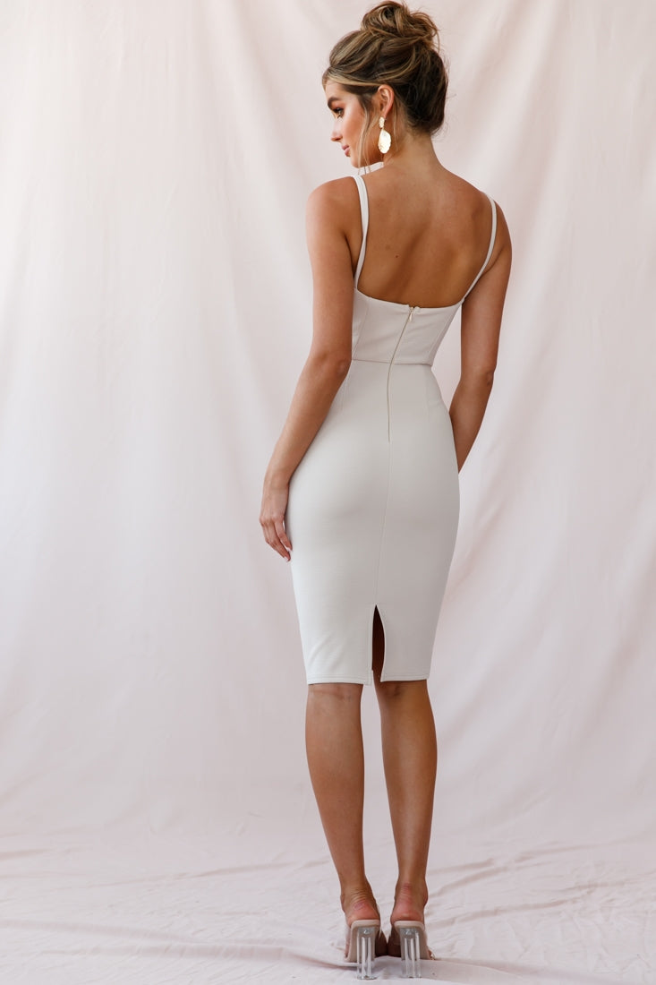 Georgia Square Neckline Midi Dress Nude by Selfie Leslie