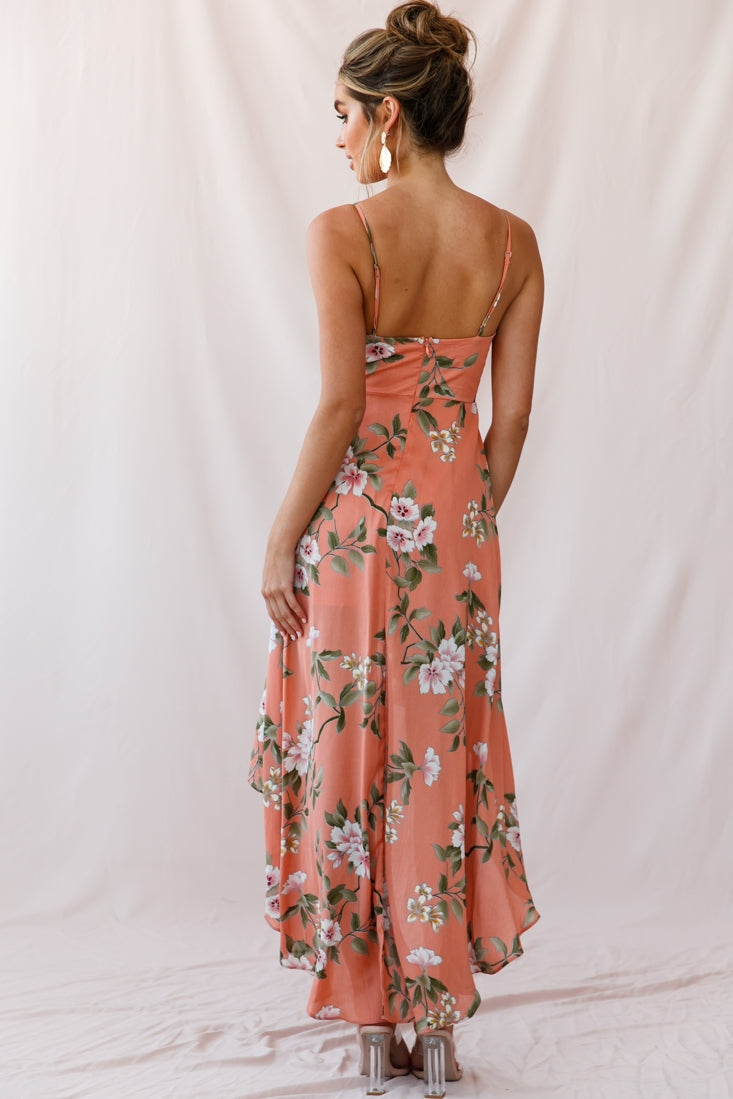 imelda maxi dress Imelda V-Neckline High-Low Hem Dress Peach– Selfie Leslie