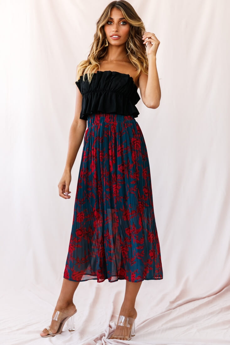 Thea Ruffle Crop Top Black by Selfie Leslie