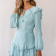 Yours Truly Bell Sleeve Ruffle Dress Sage