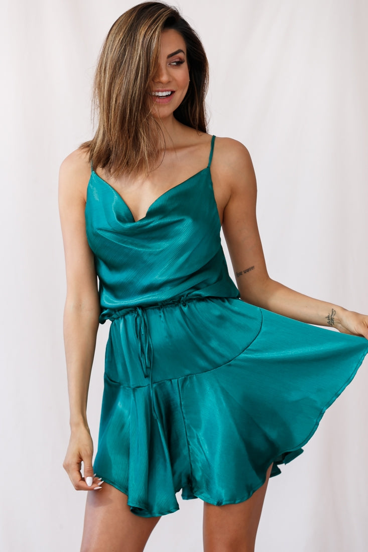 Ferris Cowl Neck Drawstring Dress Jade by Selfie Leslie