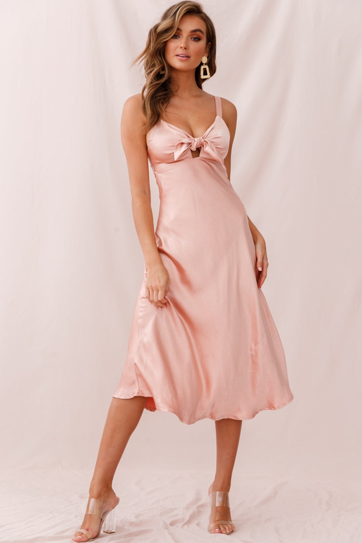 Perfect Day Satin Midi Dress Blush by Selfie Leslie