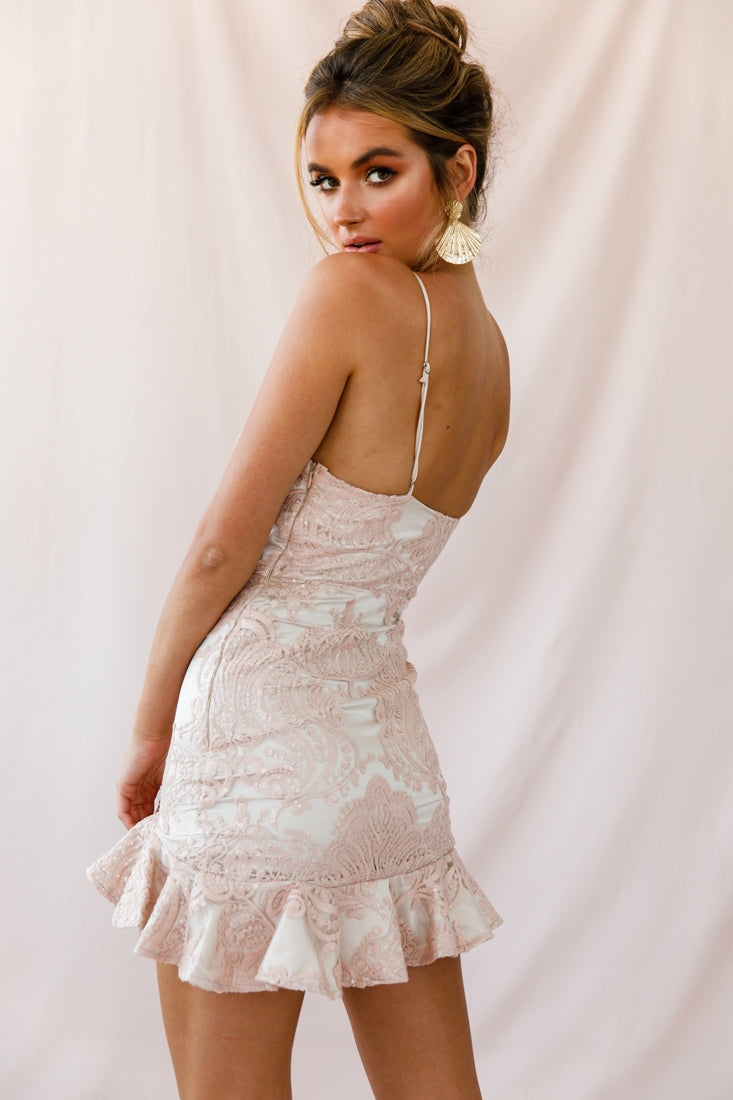 Hollywood Hills Sequin Embellished Party Dress Champagne by Selfie Leslie