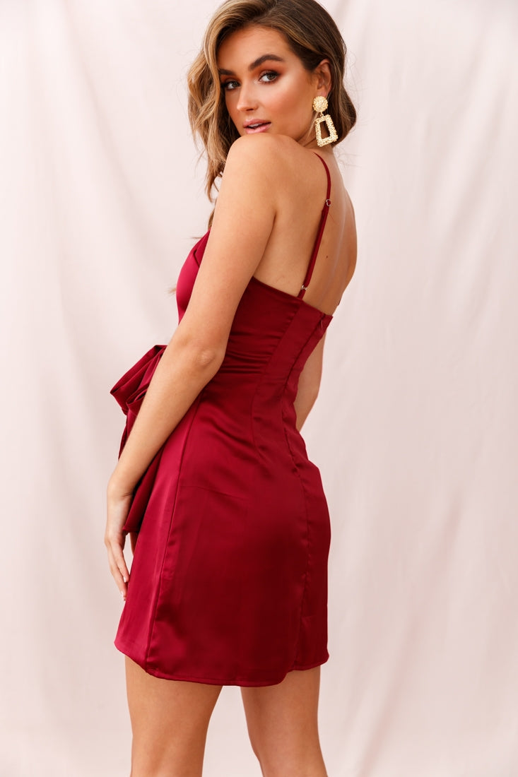 Ireland Silky Faux Wrap Dress Plum by Selfie Leslie