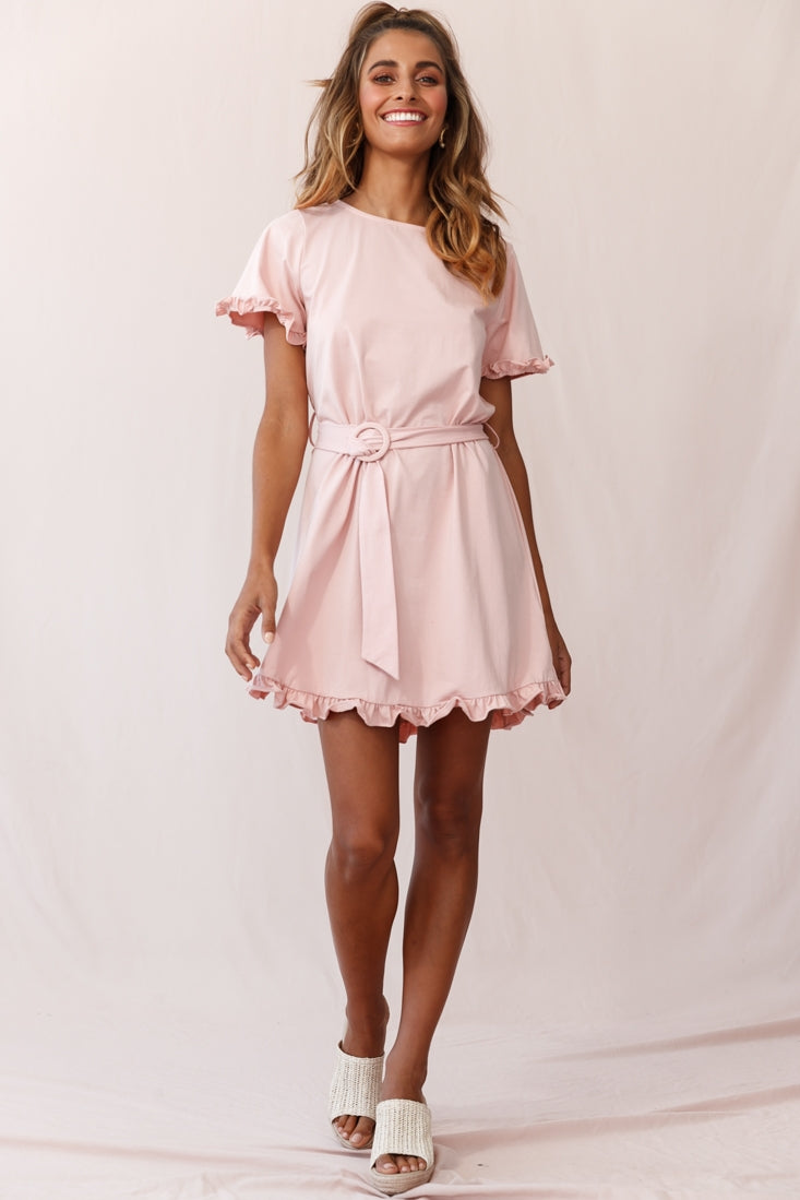 Chelsea Belted T-Shirt Dress Blush by Selfie Leslie