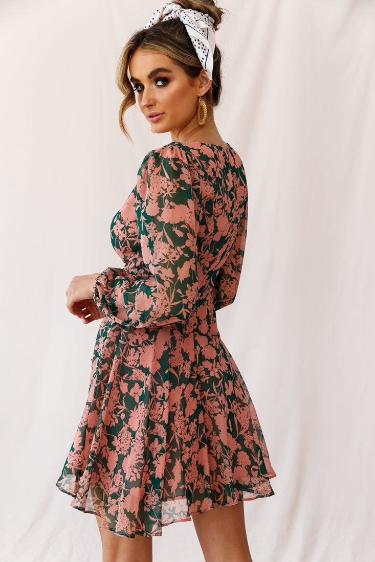 Wisteria Lane Long Sleeve Tea Dress Forest Green by Selfie Leslie