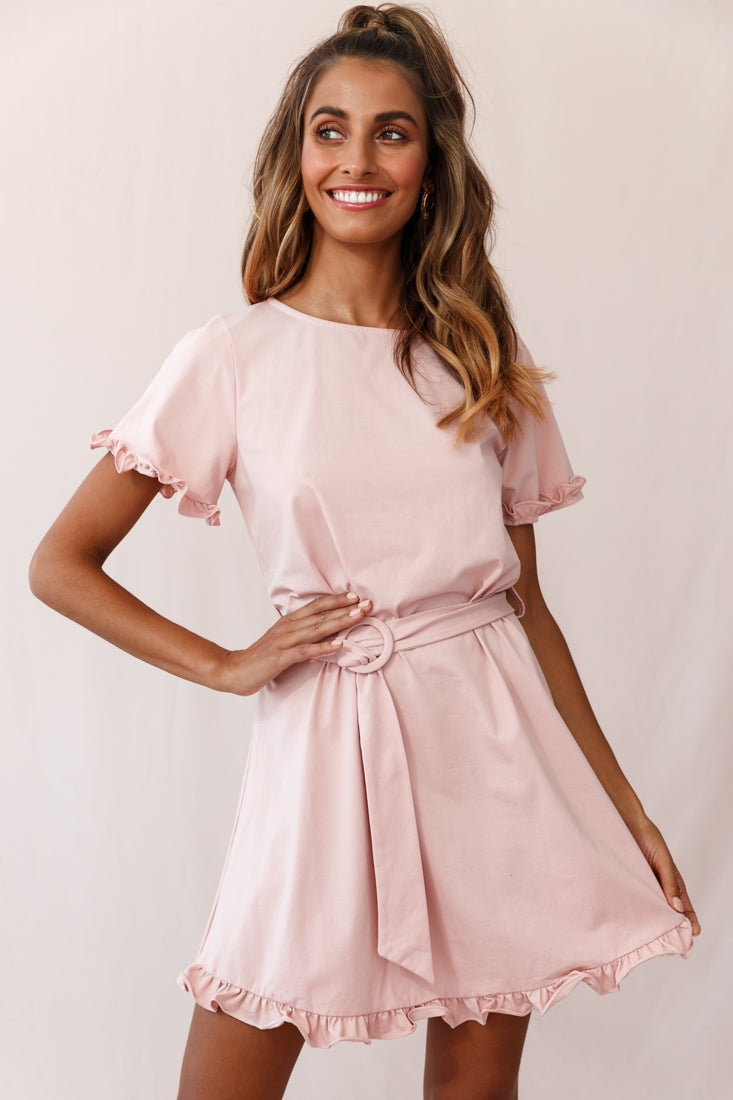 Chelsea Belted T-Shirt Dress Blush by Selfie Leslie