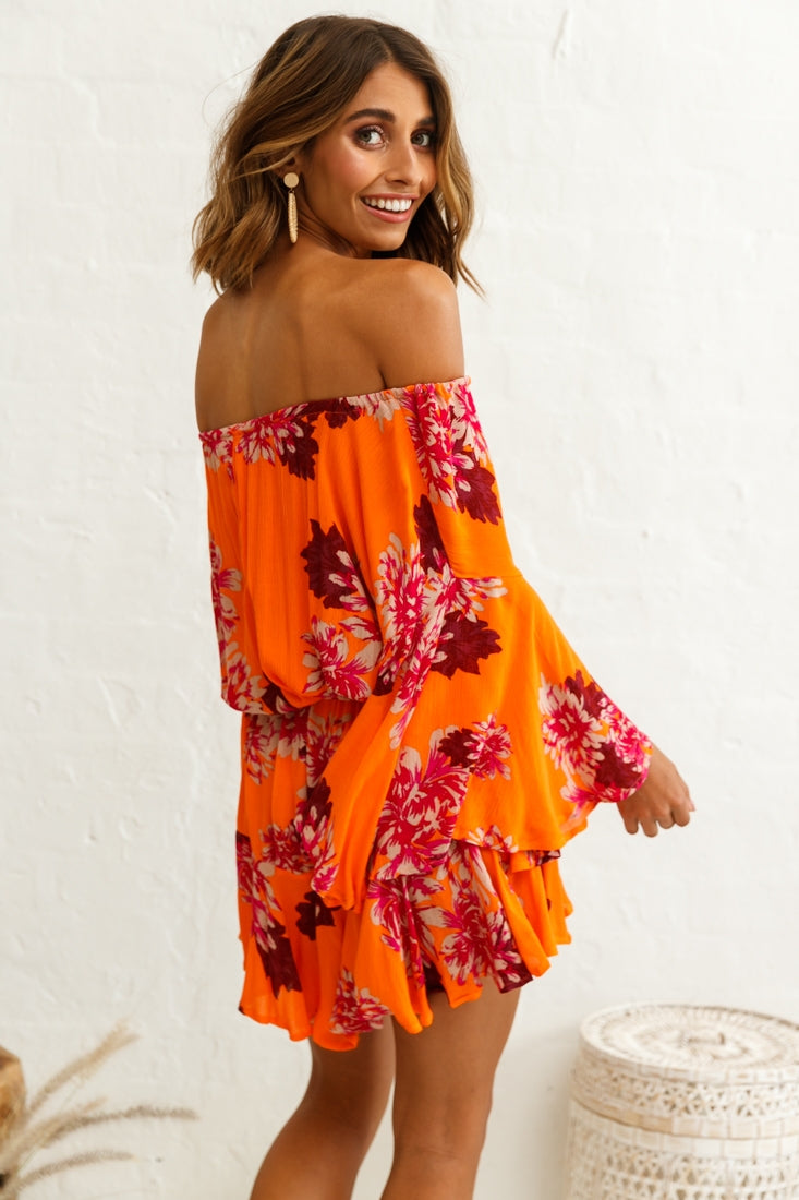 Fiona Drawstring Waist Romper Orange by Selfie Leslie