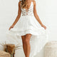 Virgo High-Low Hem Lace-Up Dress White