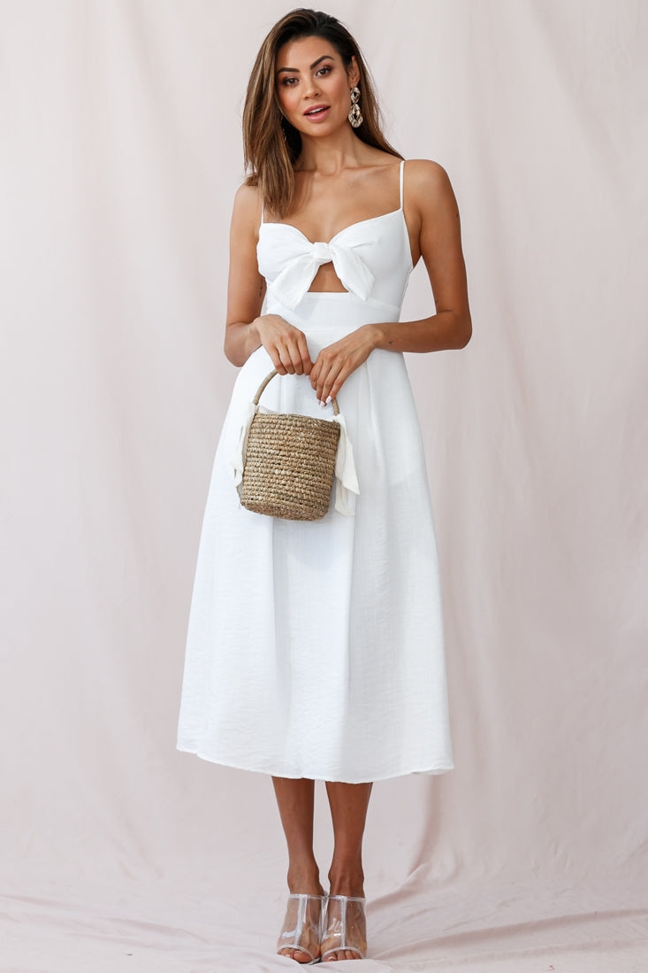 Hope Tie-Knot Bust Midi Dress White by Selfie Leslie