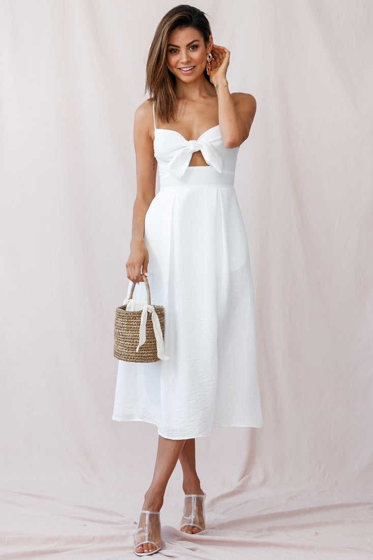 Hope Tie-Knot Bust Midi Dress White by Selfie Leslie