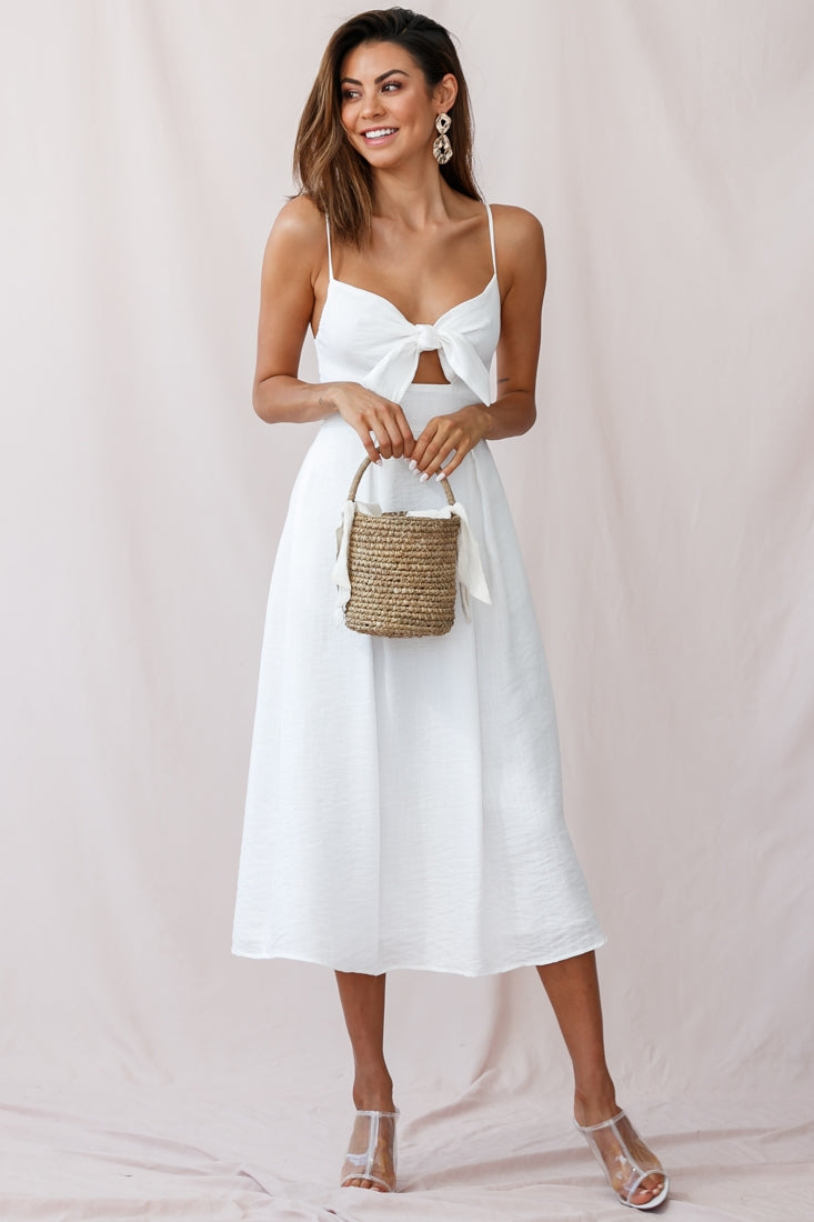 Hope Tie-Knot Bust Midi Dress White by Selfie Leslie