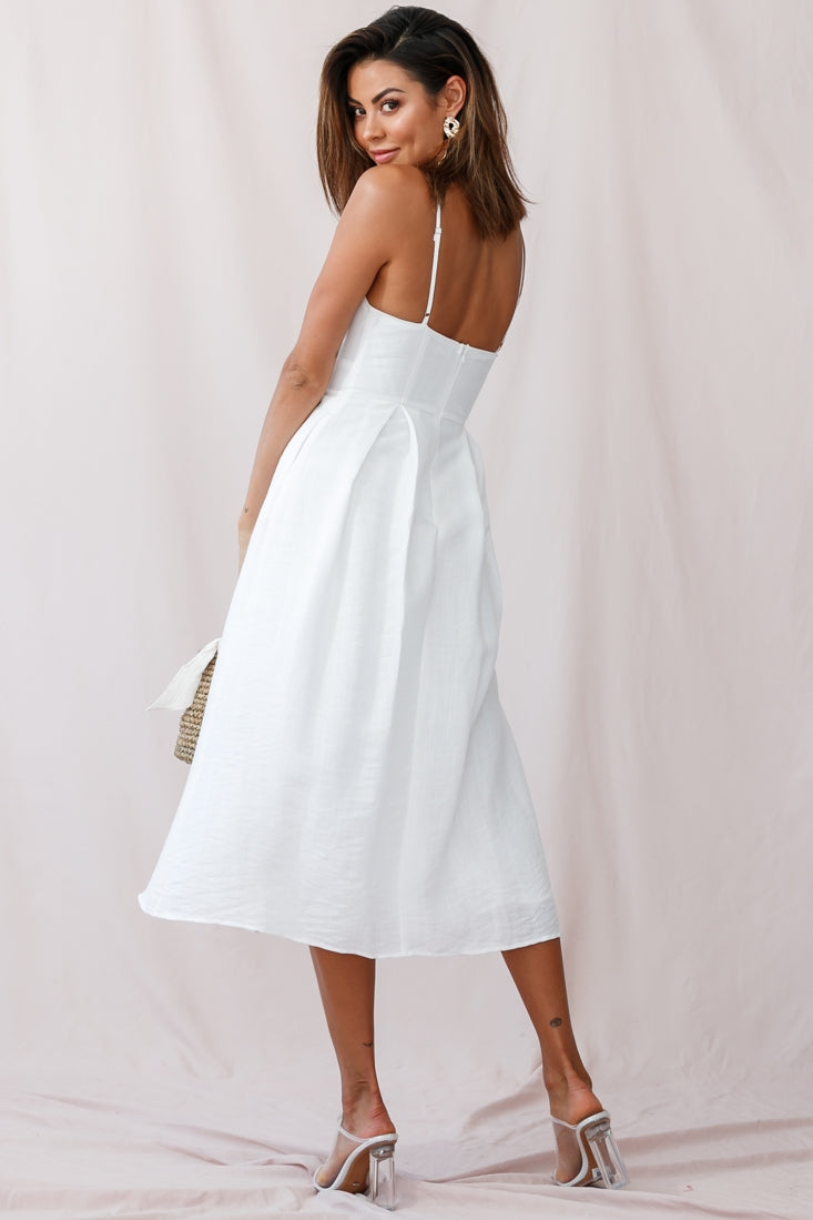 Hope Tie-Knot Bust Midi Dress White by Selfie Leslie