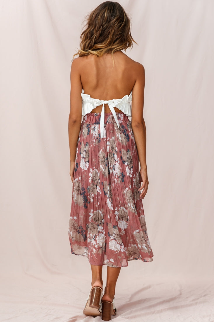 Caroline Accordion Pleat Midi Skirt Rose by Selfie Leslie