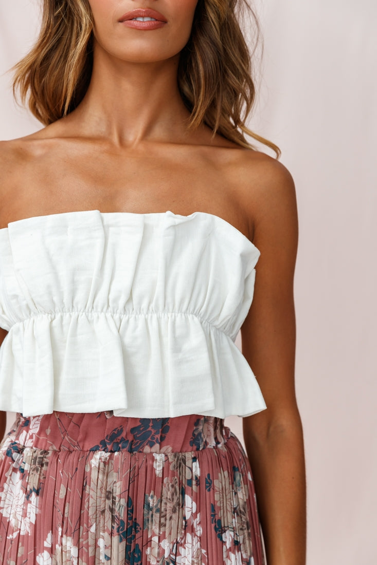 Thea Ruffle Crop Top White by Selfie Leslie