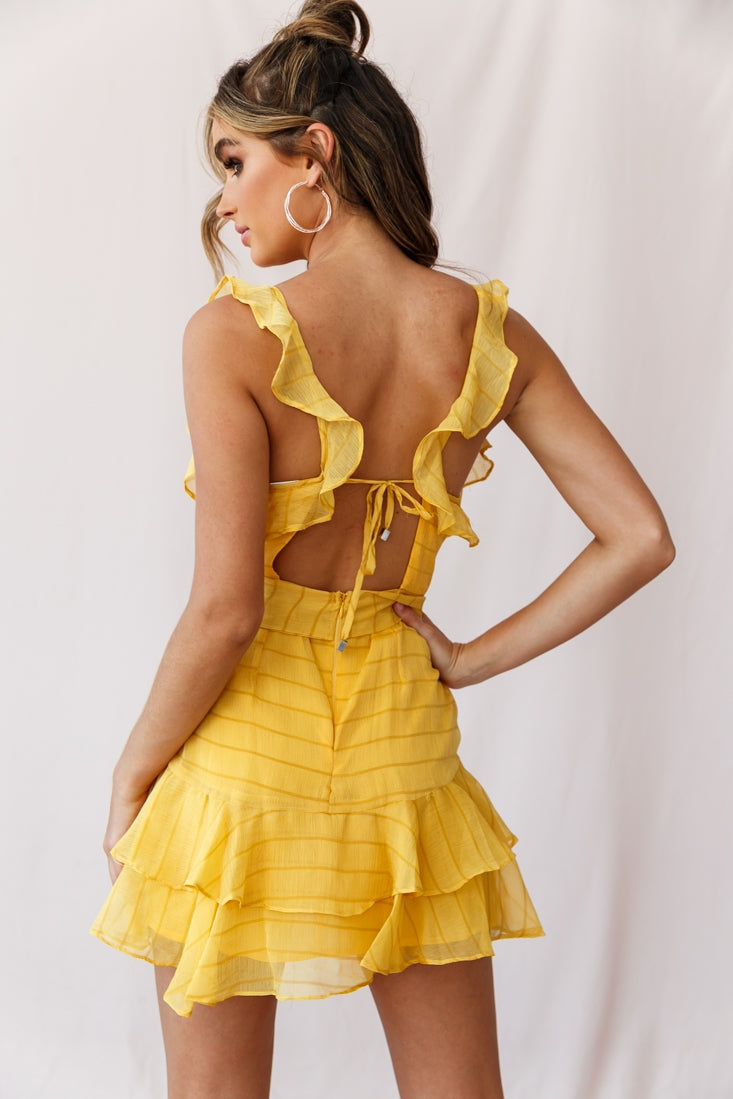 Erin Layered Ruffle Waist Tie Dress Mustard by Selfie Leslie