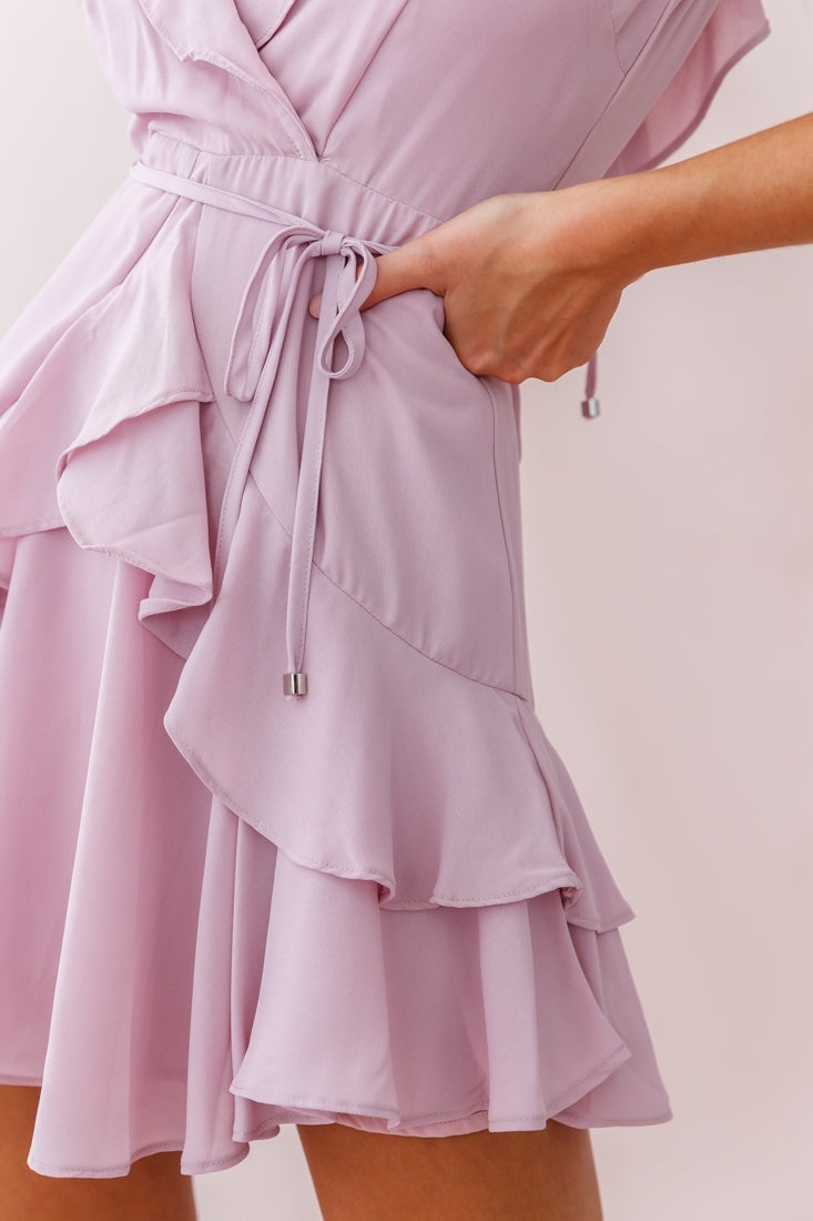 Jodi Ruffle Strap Tie-Back Dress Mauve by Selfie Leslie