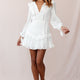 Yours Truly Bell Sleeve Ruffle Dress White