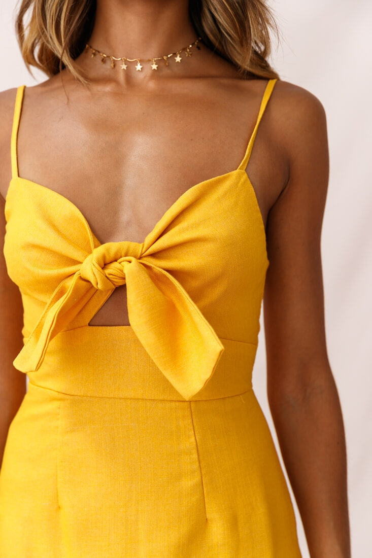 Hope Tie-Knot Bust Mini Dress Yellow Mustard by Selfie Leslie