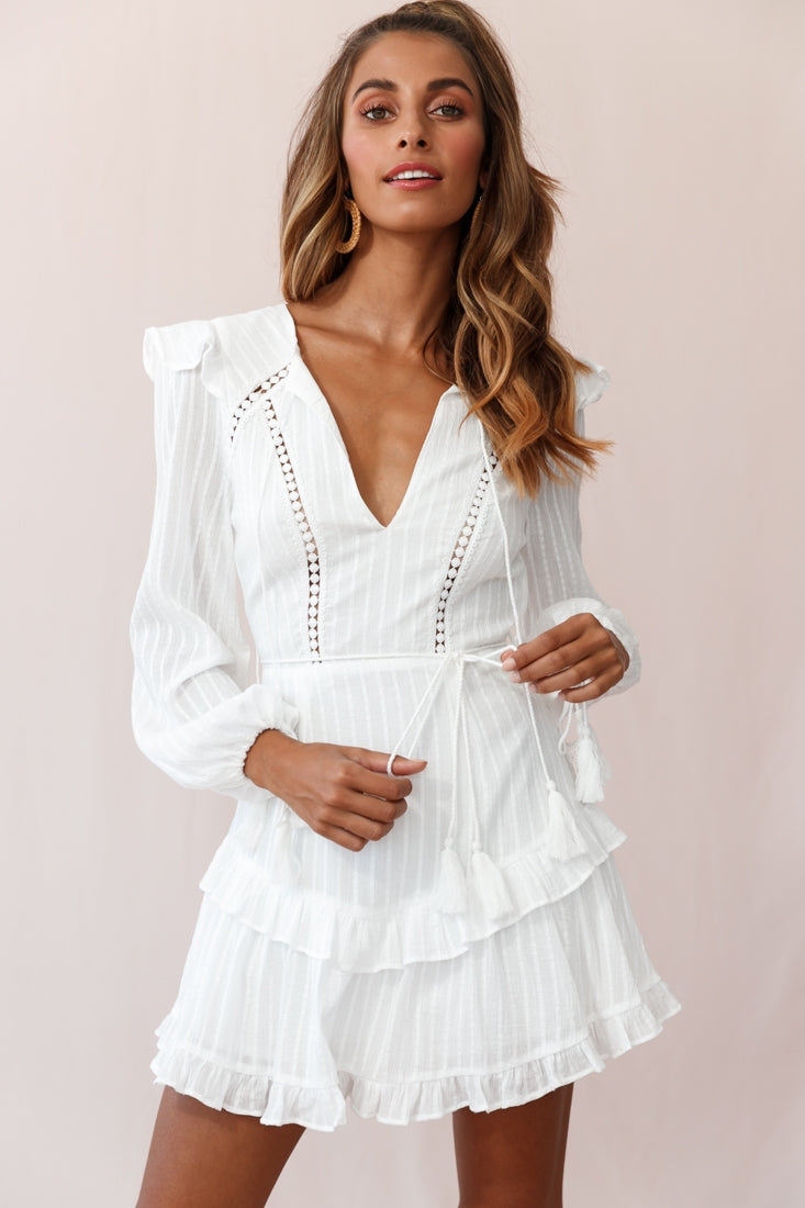 Shop the Yours Truly Bell Sleeve Ruffle Dress White | Selfie Leslie