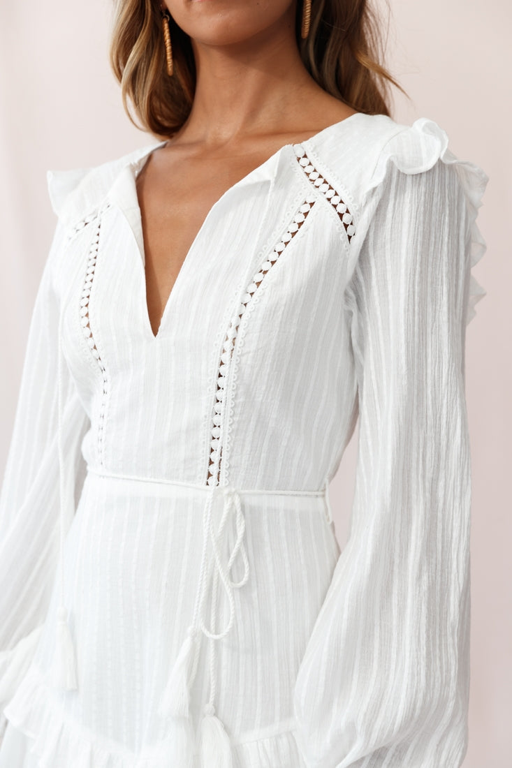 Yours Truly Bell Sleeve Ruffle Dress White by Selfie Leslie