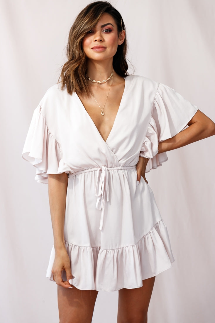 Esme V-Neckline Drawstring Waist Dress Nude by Selfie Leslie