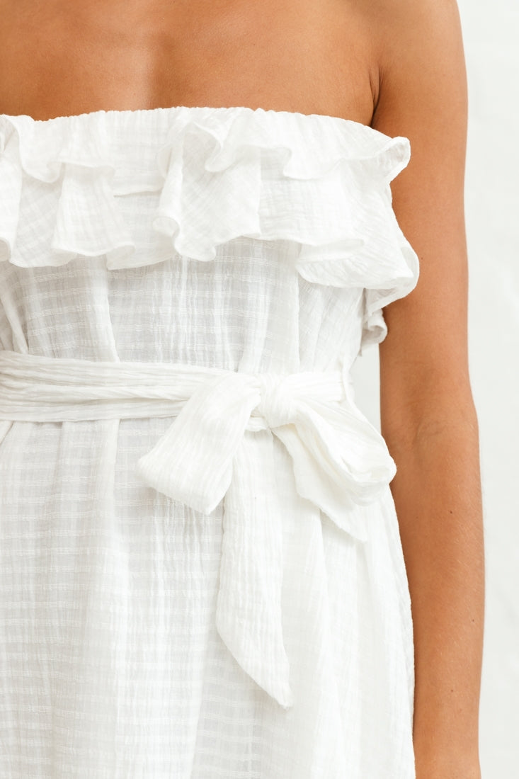 Miffy Double Frill Strapless Midi Dress White by Selfie Leslie