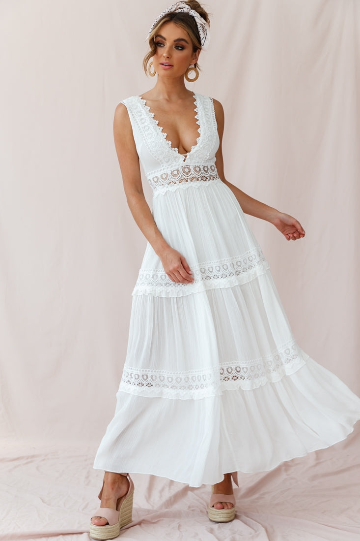 Faith Embroidered Details Maxi Dress Ivory by Selfie Leslie