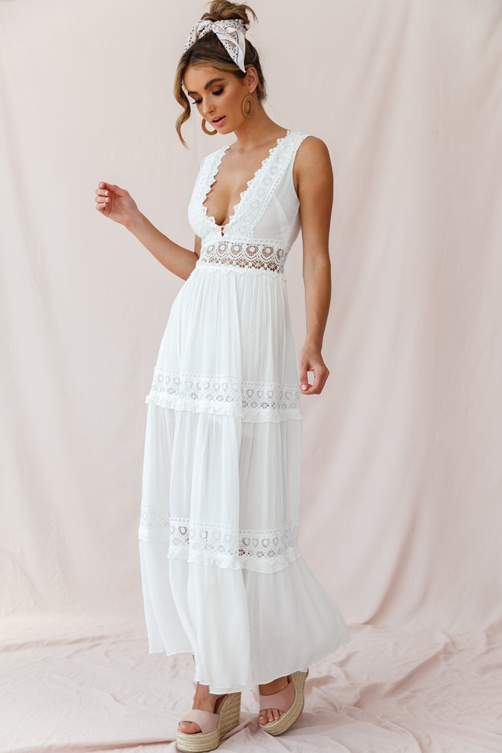 Faith Embroidered Details Maxi Dress Ivory by Selfie Leslie
