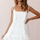 Wish Fluted Hem Lace-up Back Dress White