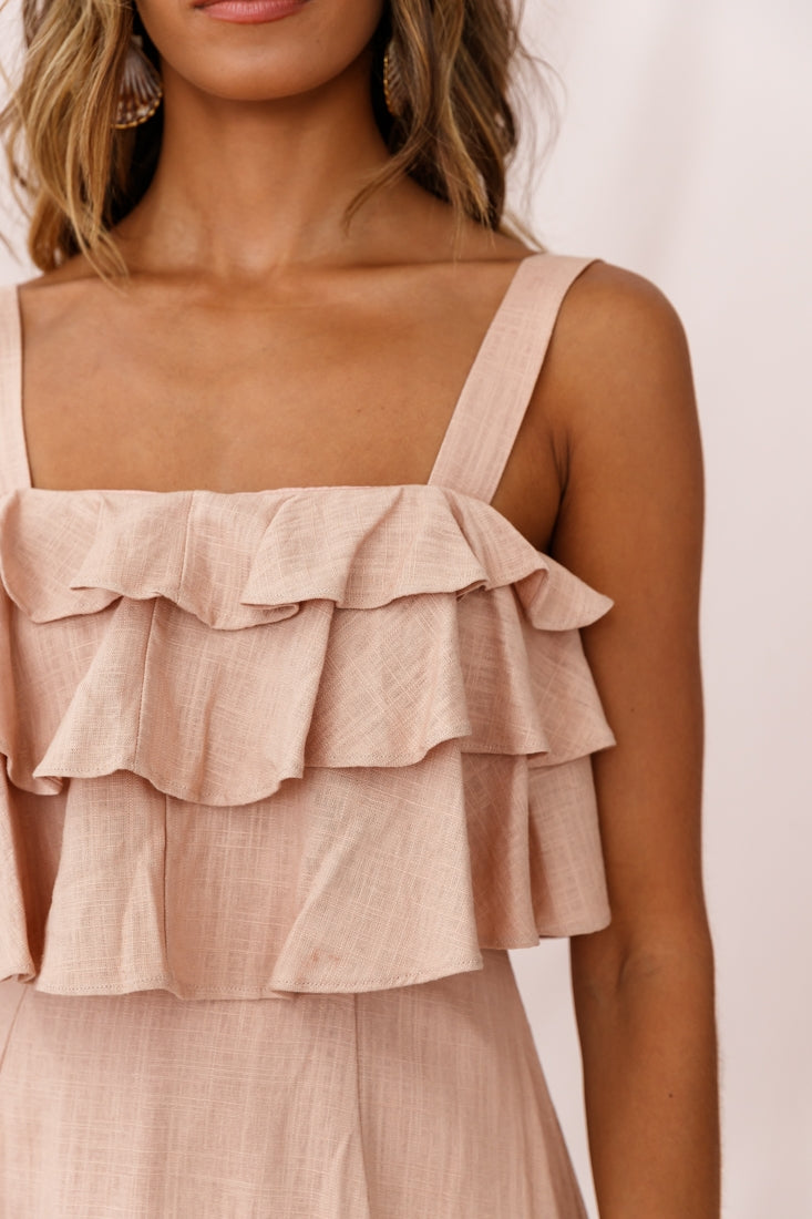 Lucille Tiered Ruffle A-Line Dress Mocha by Selfie Leslie
