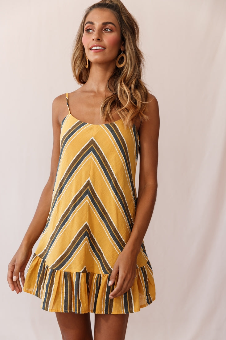 Beni Cami Strap Shift Dress Mustard by Selfie Leslie