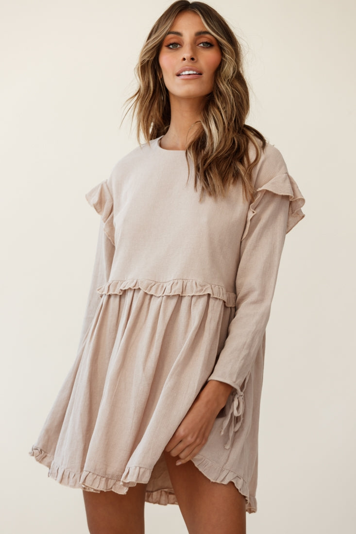 long sleeve shift dresses Marion Long Sleeve Shift Dress Mocha