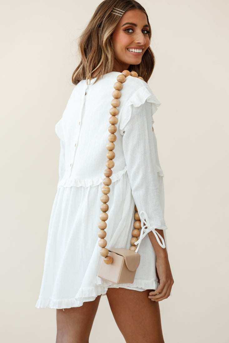 Marion Long Sleeve Shift Dress White by Selfie Leslie