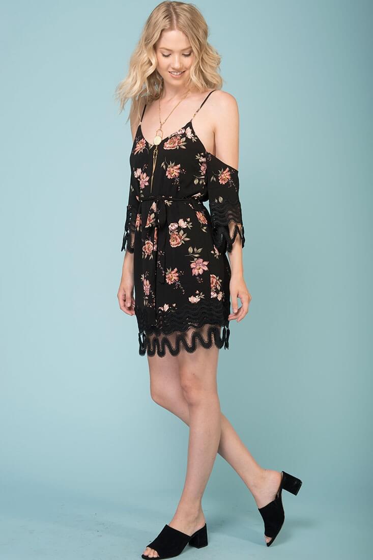 Jocelyn Cold Shoulder Dress Black by Selfie Leslie