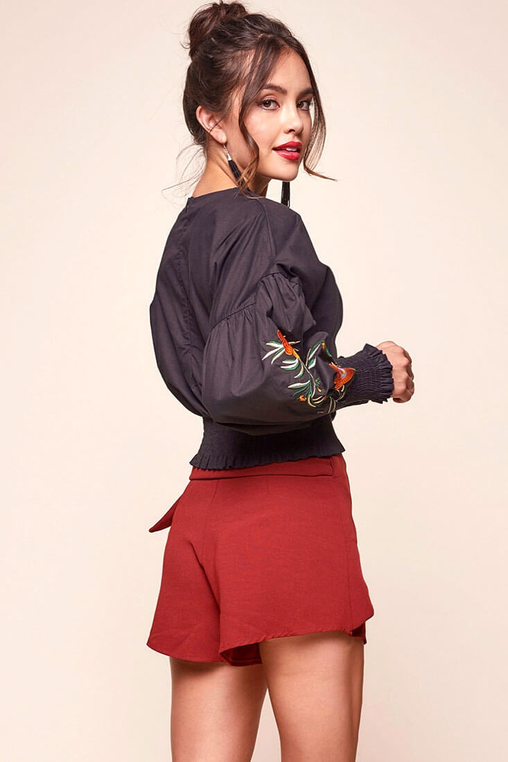 Simone Dressy Wrap Shorts Burnt Orange by Selfie Leslie