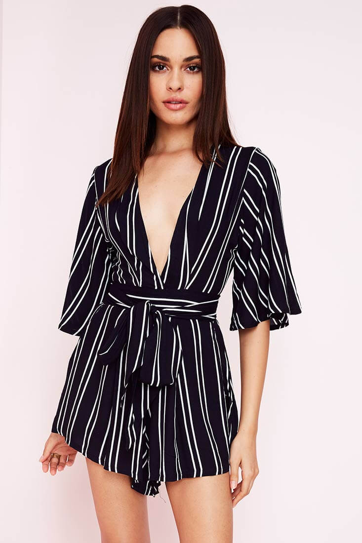 Gisele Casual Cut Out Romper Navy by Selfie Leslie