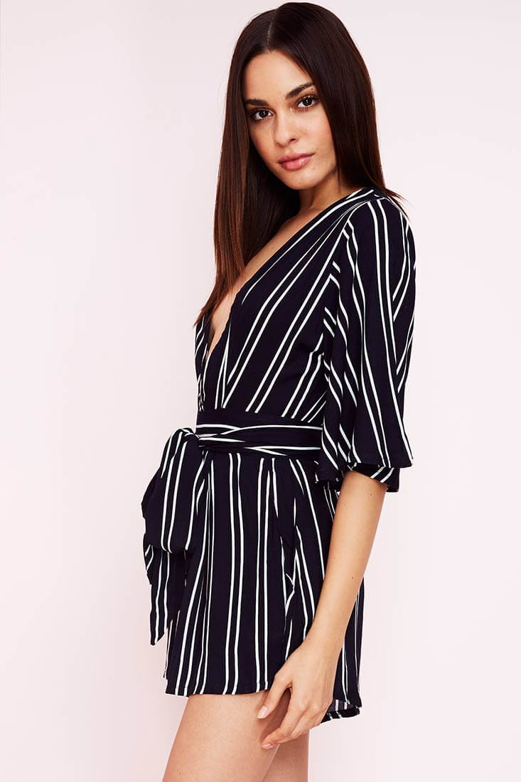 Gisele Casual Cut Out Romper Navy by Selfie Leslie