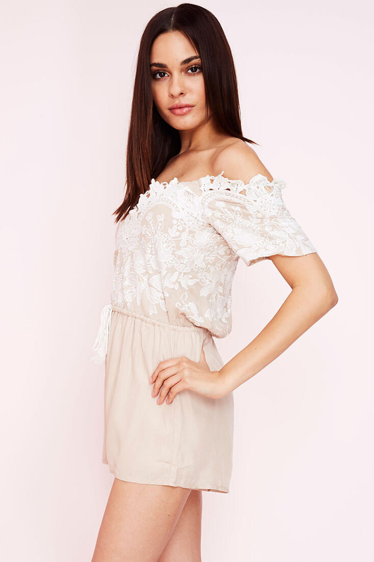 Inaya Dressy Romper Beige by Selfie Leslie