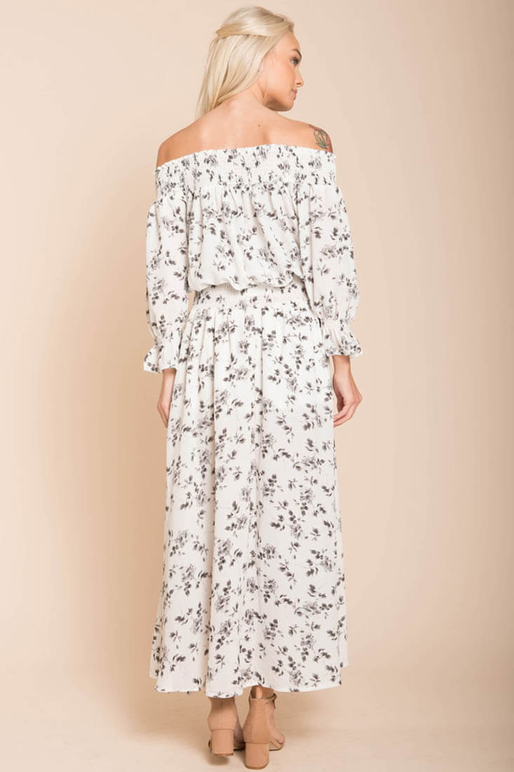 Aiyana High Slit Floral Maxi Dress White by Selfie Leslie