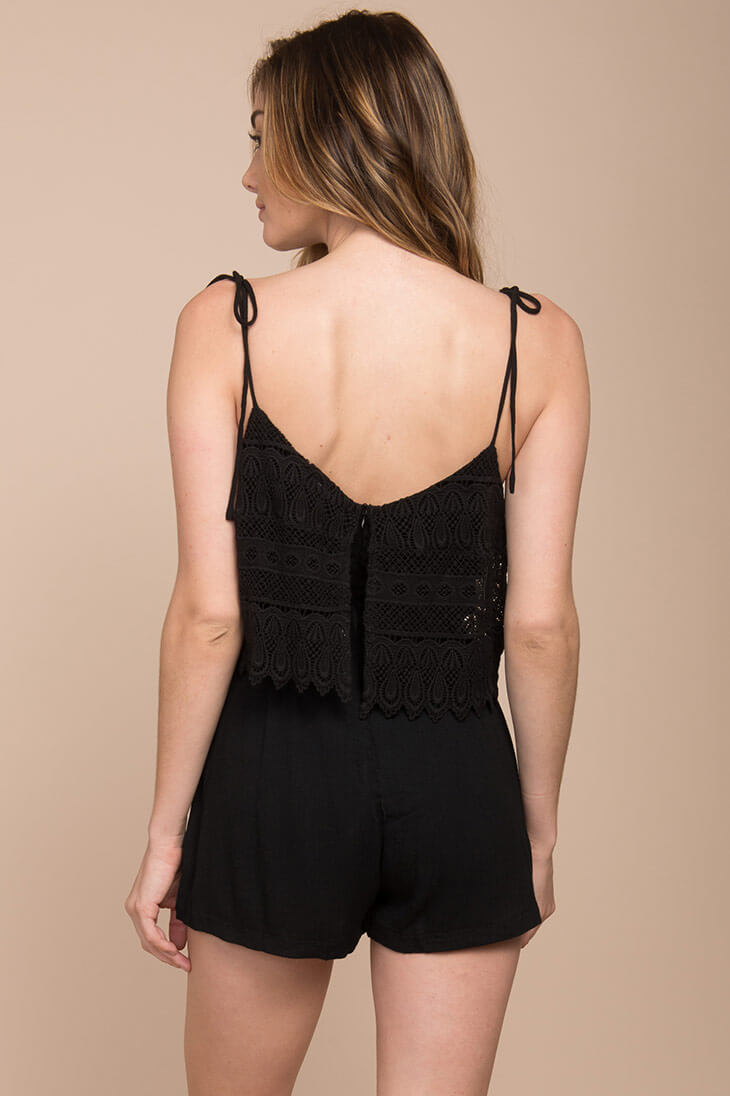 Hailee Crochet Romper Black by Selfie Leslie