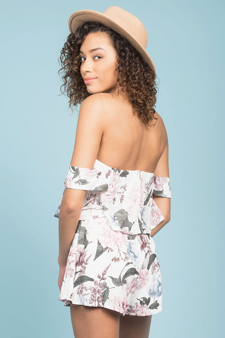Mariah Floral Romper White by Selfie Leslie