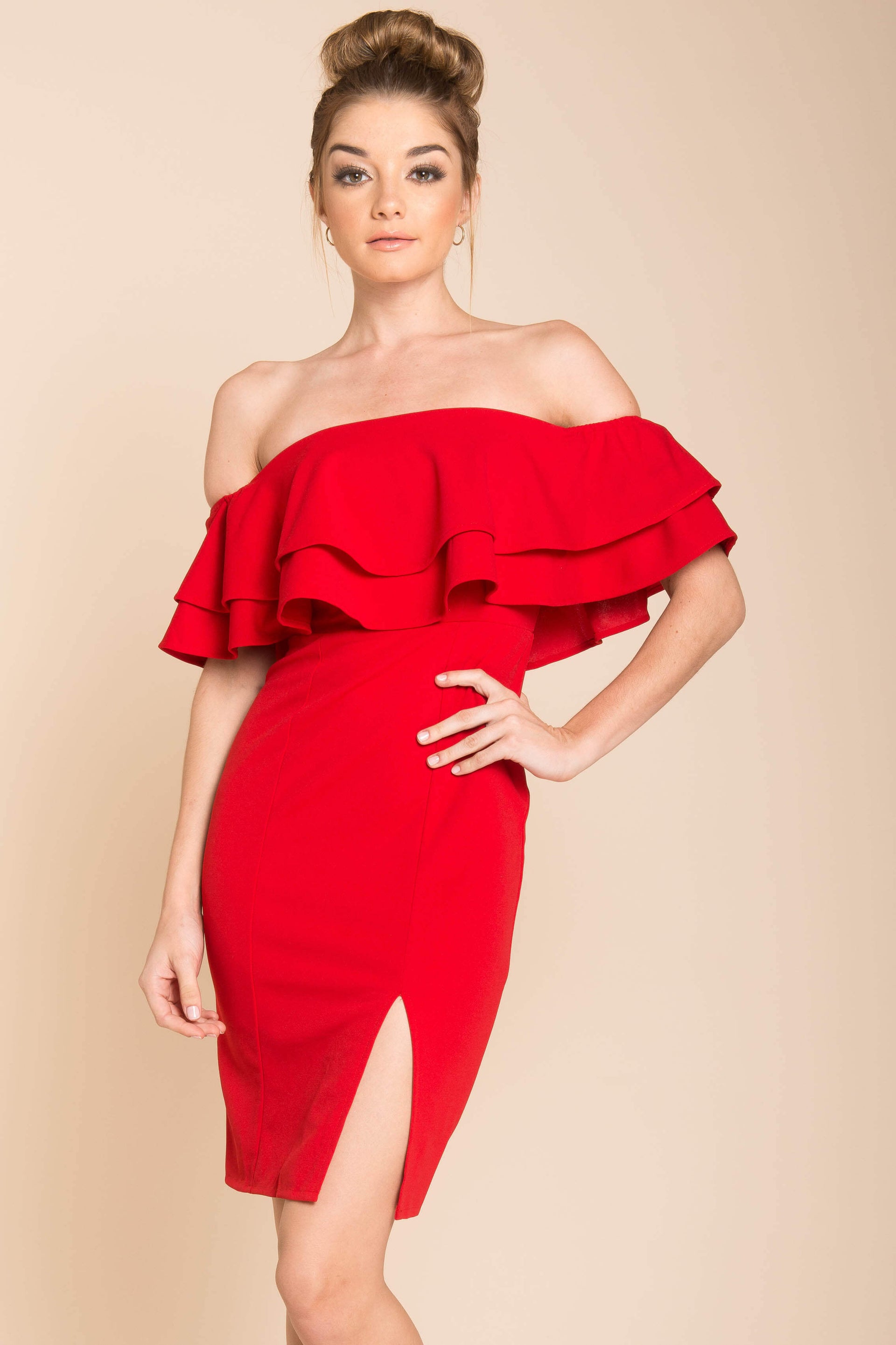Manilla Ruffle Bodycon Dress Red | Selfie Leslie Manilla Ruffle Bodycon Dress Red | Selfie Leslie