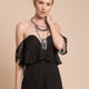 Adeline Lace Open Back Club Party Romper Black