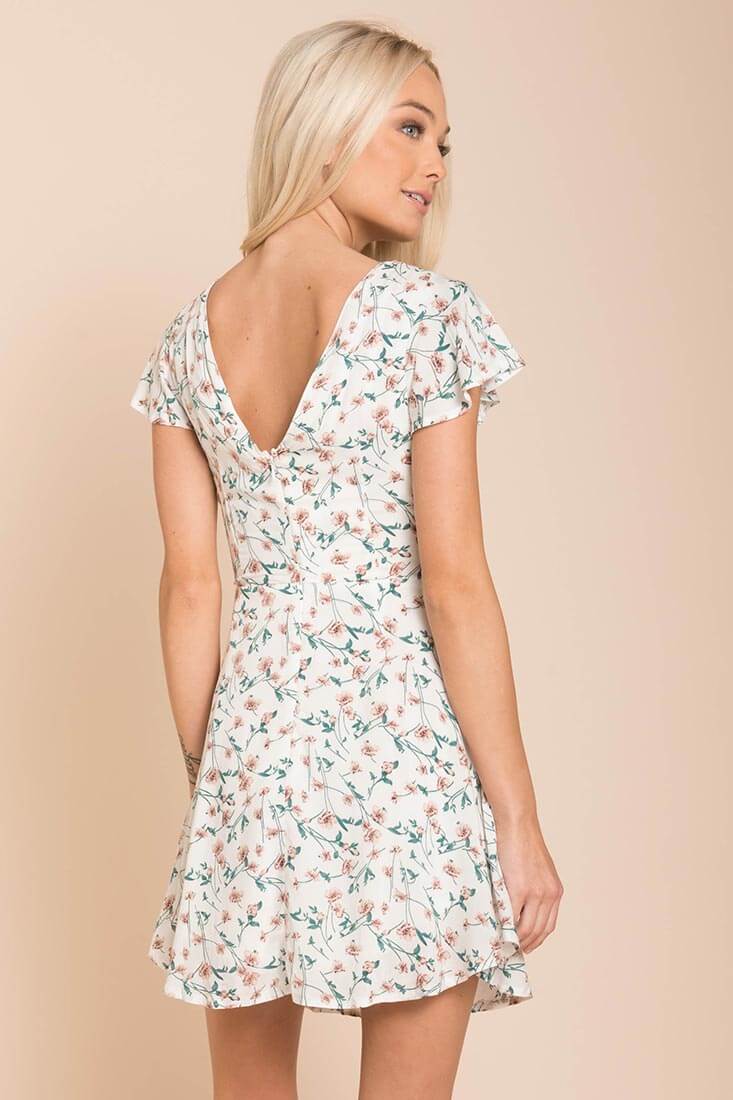 Ayleen Floral Peek-A-Boo Dress White by Selfie Leslie