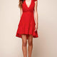 Shaana Embroidered V-Neck Mini Dress Red