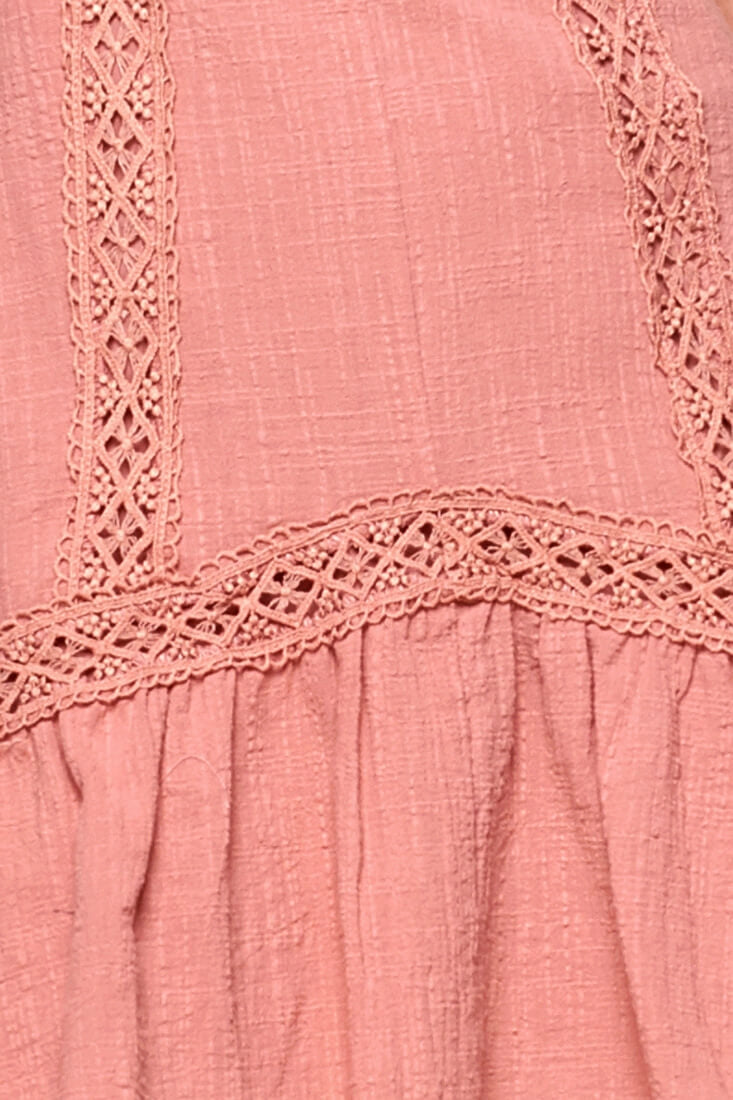 Shaana Embroidered V-Neck Mini Dress Rose by Selfie Leslie